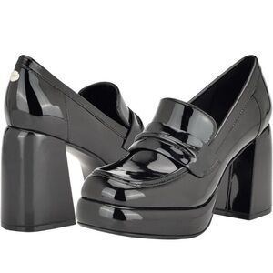 Nine West Platform Patent Leather Loafers Shoes Dark Academia Preppy Sz 7.5